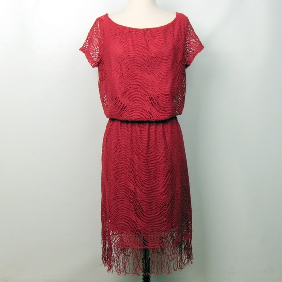 red fringe cocktail dress